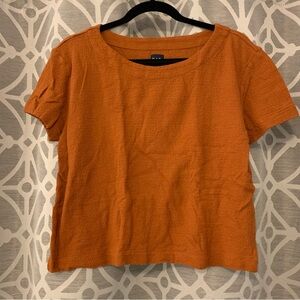 GAP Crepe Relaxed Cropped Tee (Rusty Brown) Size S Tall